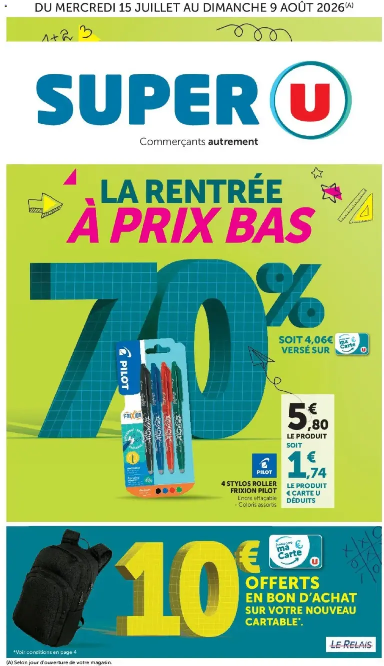 Super U La rentrée à prix bas à partir du 15/07/2026