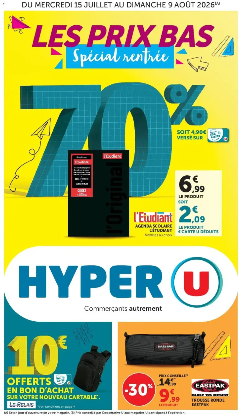 Hyper U La rentrée à prix bas à partir du 15/07/2026