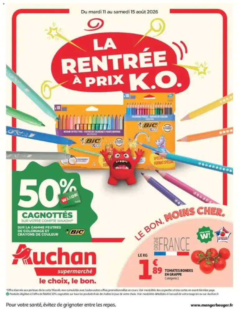 Auchan Rentrée prix KO supers à partir du 11/08/2026
