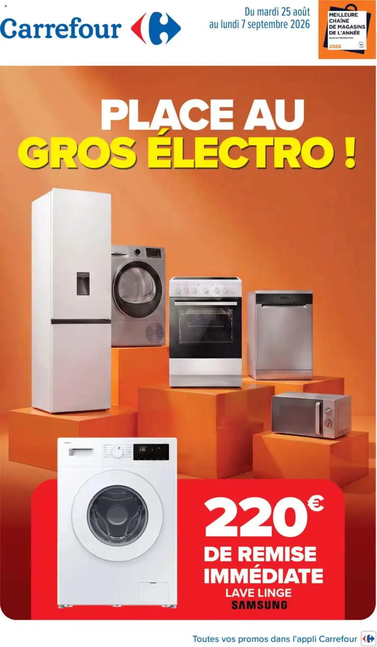 Carrefour Place AU gros électro à partir du 25/08/2026