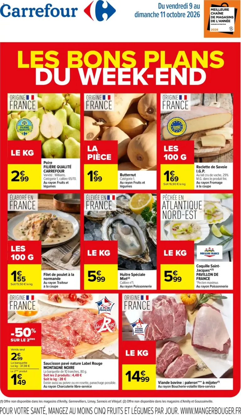 Carrefour les bons plans week end du 09/10/2026 au 11/10/2026