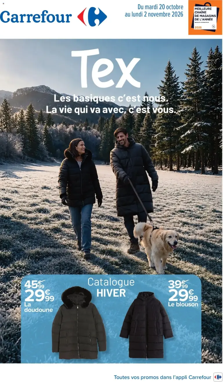 Carrefour Tex catalogue hiver du 20/10/2026 au 02/11/2026
